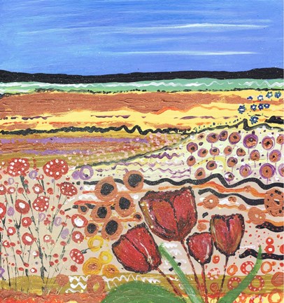 Framed Tulips in a Field Print