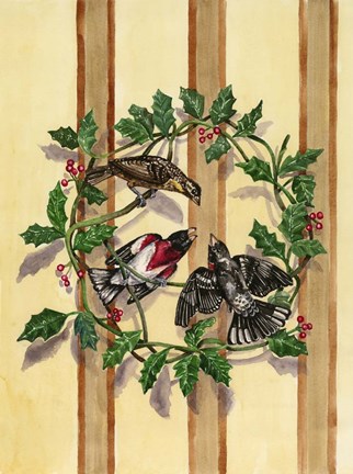 Framed Rosebreasted Grosbeaks Print