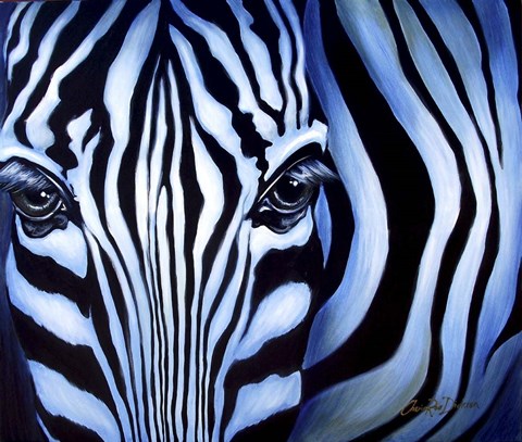 Framed Blue Zebra Print
