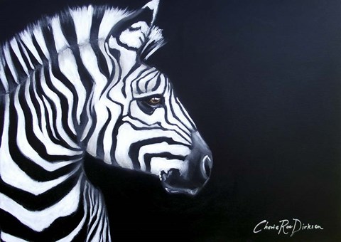 Framed Zebra On Black Print
