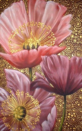 Framed Three Pink Poppies Print