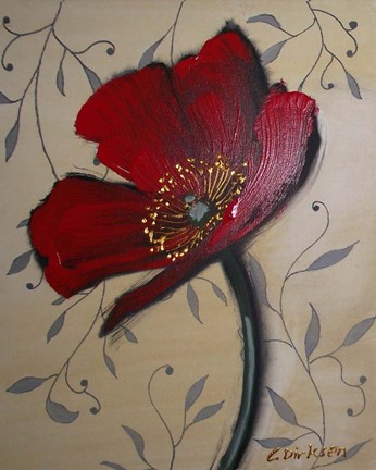 Framed Single Red Poppy Print