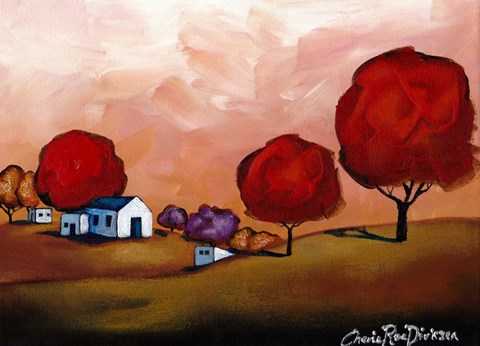 Framed Red Trees Print