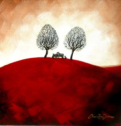 Framed Lovers Bench Print