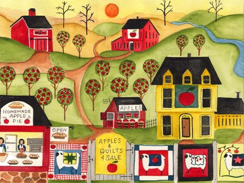 Framed Apples Quilts 4 Sale Print