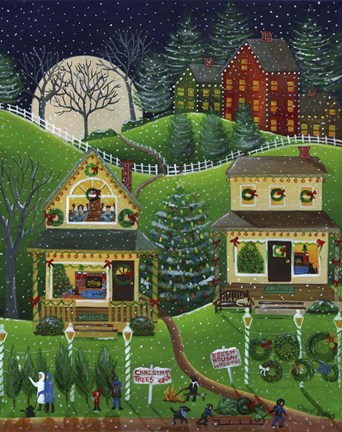 Framed First Snow Fall at Christmas Print