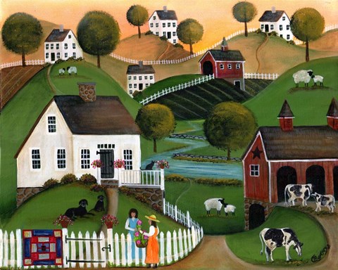 Framed Flower Lady Dairy Farm Print