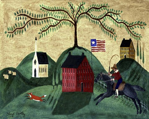 Framed Horse Fox Willow Tree Print