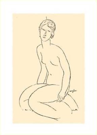 Framed Seated Nude Woman Print