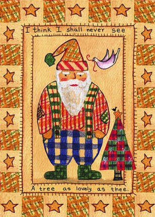Framed I Think I Shall Never See Tree Santa Print