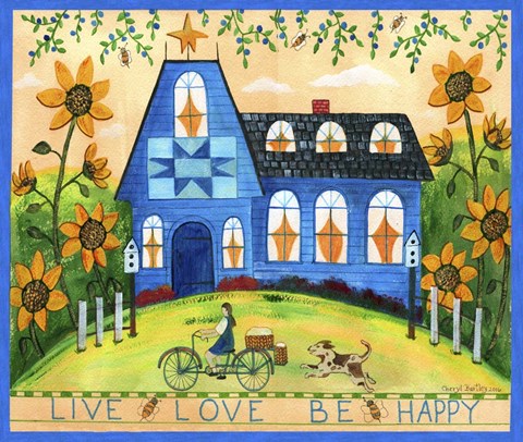 Framed Live Love Be Happy Lang 2018 Print