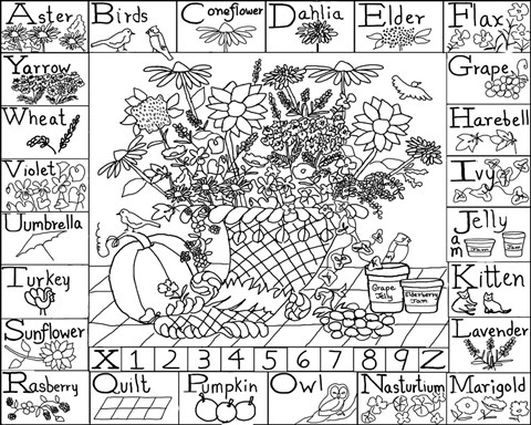 Framed Cornucopia Floral Sampler Print