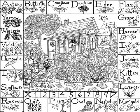 Framed Down the Garden Path Folk Art Print