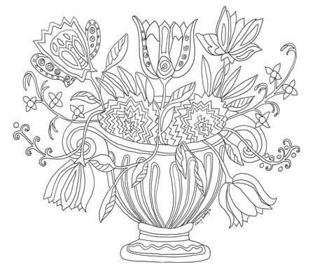 Framed Basket of Flowers Print