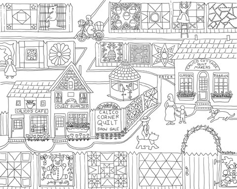 Framed Calico Quilt Show Outline Print