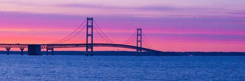 Framed Mackinac Bridge at Sunset, Michigan Print