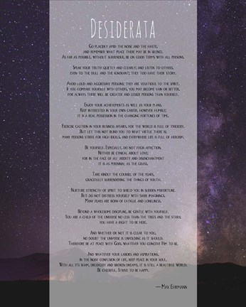 Framed Desiderata Night Sky Print