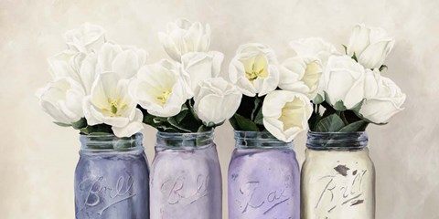 Framed Tulips in Mason Jars (detail) Print