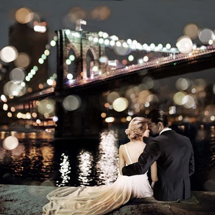 Framed Kissing in a NY Night (detail) Print