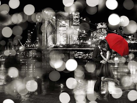 Framed Kiss in the Night (BW) Print