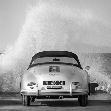 Framed Ocean Waves Breaking on Vintage Beauties  (BW detail 2) Print