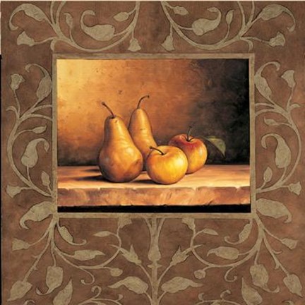 Framed Andres Gonzales - Pears and Apples Size 27.5x27.5 Print