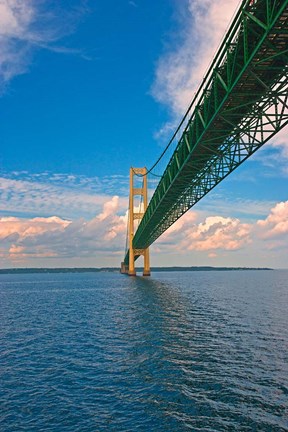 Framed Sailing under the Mackinac Bridge Print