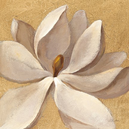 Framed Sunset Flower I on Gold Print