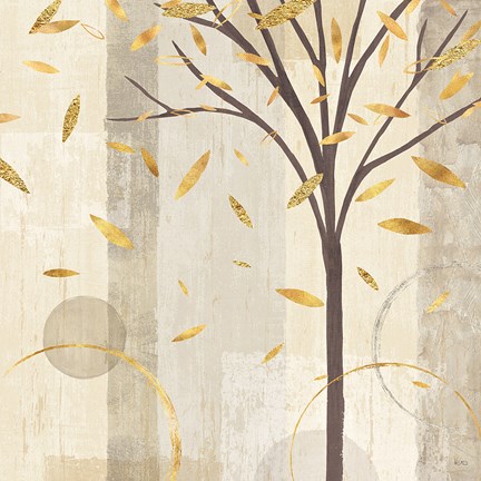 Framed Watercolor Forest Gold III Print