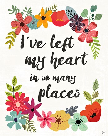 Framed Words and Petals II Print