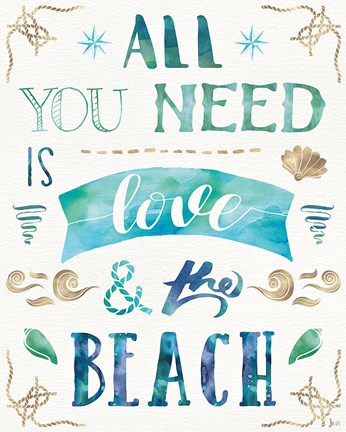 Framed Love and the Beach I Print