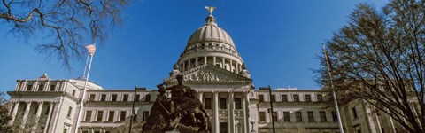 Framed Statue at Mississippi State Capitol, Jackson, Mississippi Print