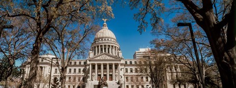 Framed Statue outside Mississippi State Capitol, Jackson, Mississippi Print