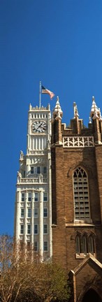 Framed Clock tower, Lamar Life Building, St. Andrew&#39;s Church, Jackson, Mississippi Print