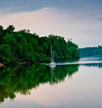Framed Sailboat Sailing Down the Tombigbee River in Mississippi Print