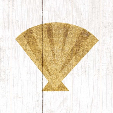 Framed Beachscape Shell Gold Neutral Print