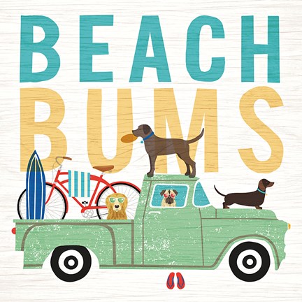 Framed Beach Bums Truck I Square Print