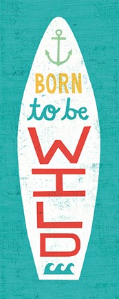 Framed Beach Bums Surf Board I Print