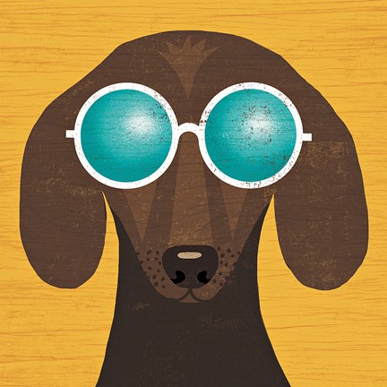 Framed Beach Bums Dachshund I Print