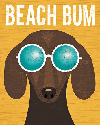 Framed Beach Bums Dachshund I Bum Print
