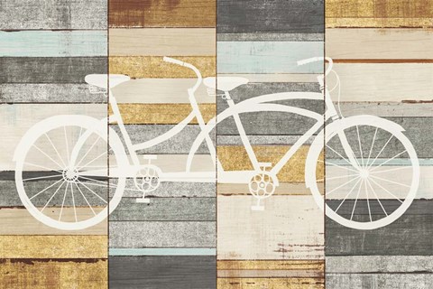 Framed Beachscape Tandem Cruiser Gold Neutral Print