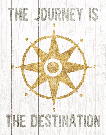 Framed Beachscape IV Compass Quote Gold Neutral Print