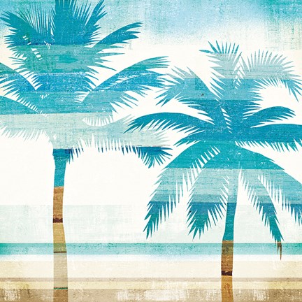 Framed Beachscape Palms III Print