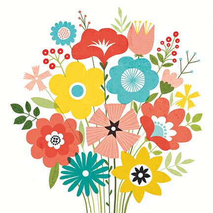 Framed Seaside Bouquet IV Print