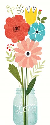 Framed Seaside Bouquet VI Mason Jar Print