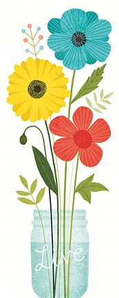 Framed Seaside Bouquet V Mason Jar Print