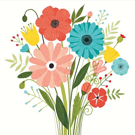 Framed Seaside Bouquet II Print