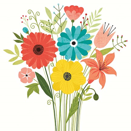 Framed Seaside Bouquet III Print