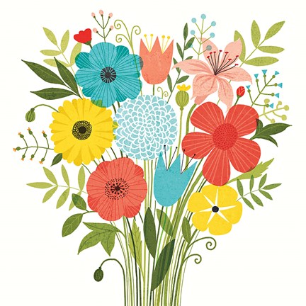 Framed Seaside Bouquet I Print