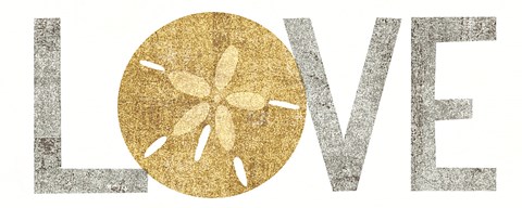 Framed Under Sea Treasures Love Gold Neutral Print